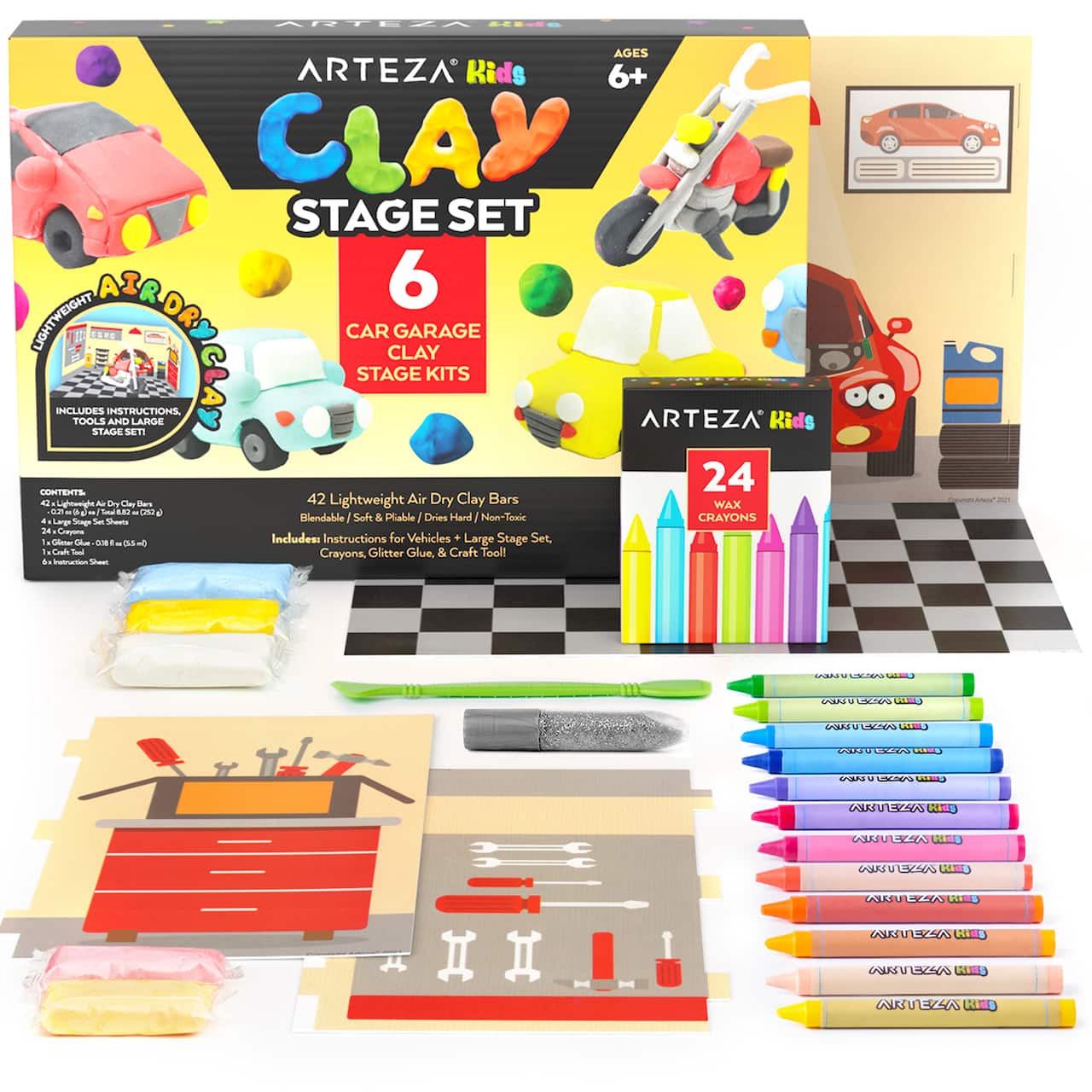 Arteza® Kids Car Garage Medium Stage Clay Kit, 72 pcs